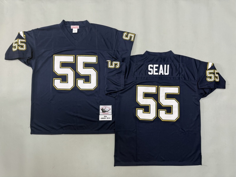Men 2025 Los Angeles Chargers 55 Seau blue Throwback Limited NFL Jersey style 002